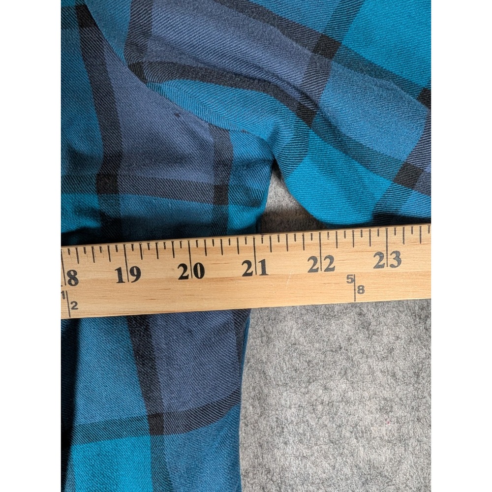 Kuhl Womens Blue Plaid Flannel Pullover Henley Shirt Long Sleeve Mountain Top - Picture 9 of 10
